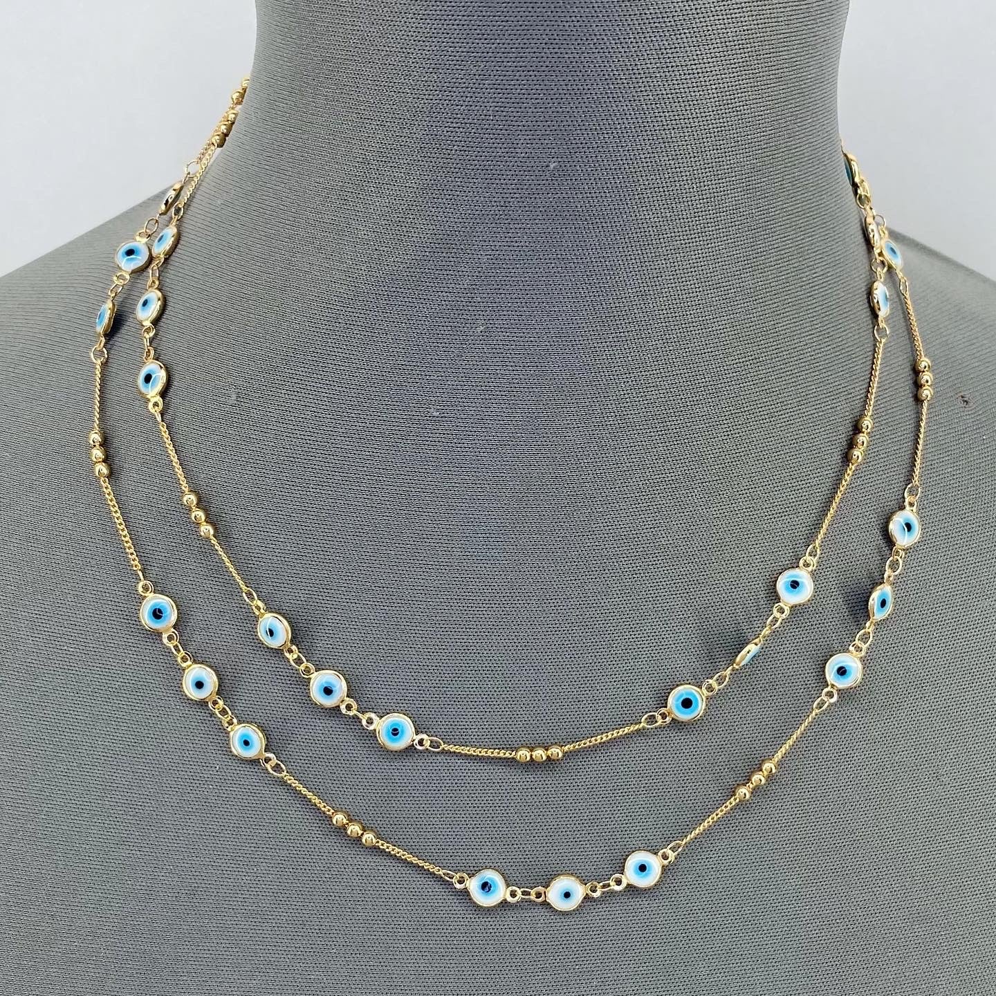 Double Layerd Dainty chain Protective Eye Necklace