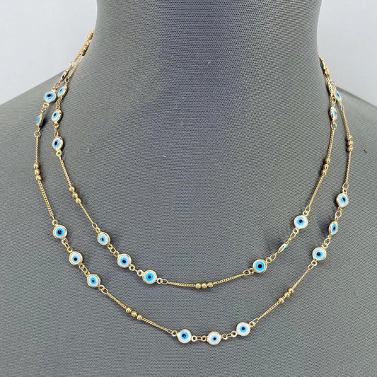 Double Layerd Dainty chain Protective Eye Necklace