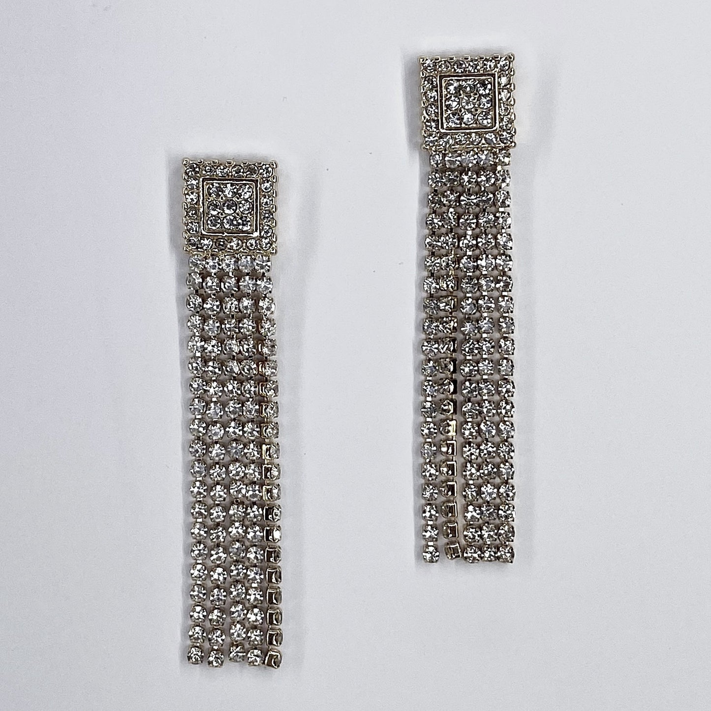 Post Back Rhinestone Tassel Earrings