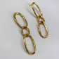 Gold Finish Oval Link Rugged Drop Dangle Earrings