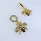 Drop Dangle Hexagon with Bee Earrings