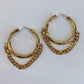 Gold Finish Hoop Earring with cuban Link Chain