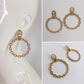 Gold Finish Linked Chain Circle Drop Earrings