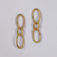Gold Finish Oval Link Rugged Drop Dangle Earrings