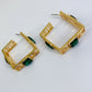 Square Greek Design Hoop with Rhinestones Earrings