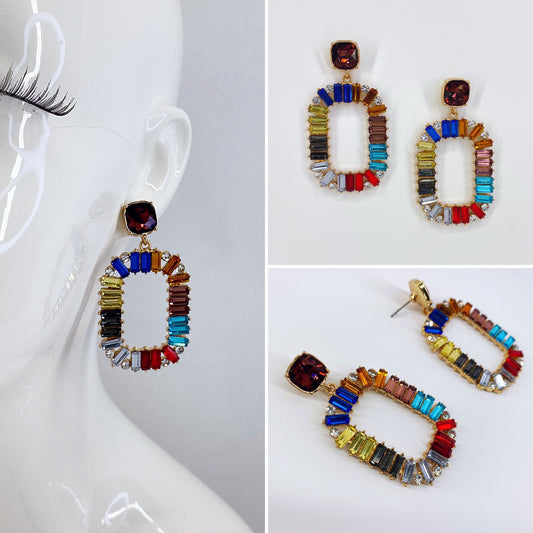 Multicolor Rhinestones Drop Dangle Earrings
