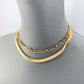 2 Herringbone and Clip Chain Necklaces Set