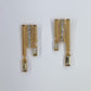 3 Bars Earrings Gold Finish Post Back With Stone Drop Dangle