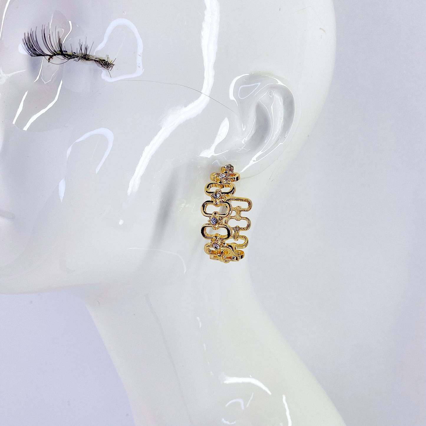Link Hoop Earrings adorned with a beautiful stone or pearl