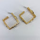 Square Greek Design Hoop with Rhinestones Earrings