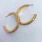 Hoop Gold Finish Rhinestones Earrings