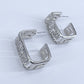 Small Square Greek Symbol Rhinestones Hoop Earrings