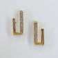 Clear Rhinestones Double Folded Bar Earrings