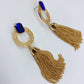 Circle Greek Key Symbol Earrings With Chain Tassel