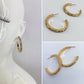 Hoop Gold Finish Rhinestones Earrings