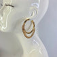 Gold Finish Hoop Earring with cuban Link Chain