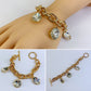 Rhinestone and Stone Dangles Chain Bracelet