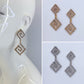 Double Square Spiral Rhinestone Earrings
