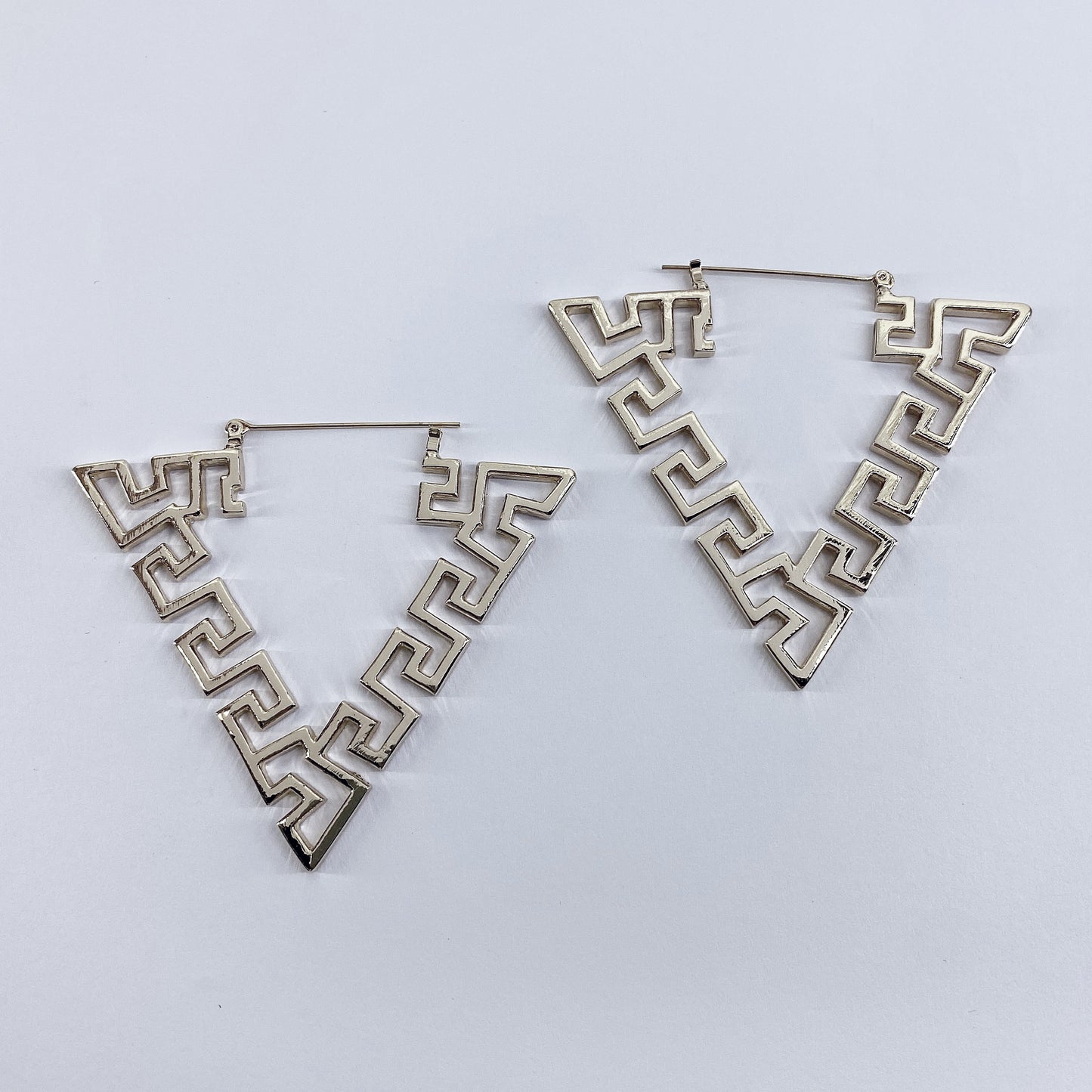 Triangle Shape Hoop Greek Symbol Earrings