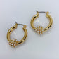 Gold Finish Small Hoop Earrings with Rhinestones or Pearls
