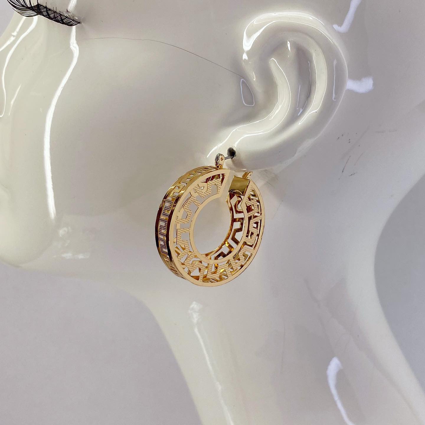 Elegant Greek Symbol 3D Hoop Earrings