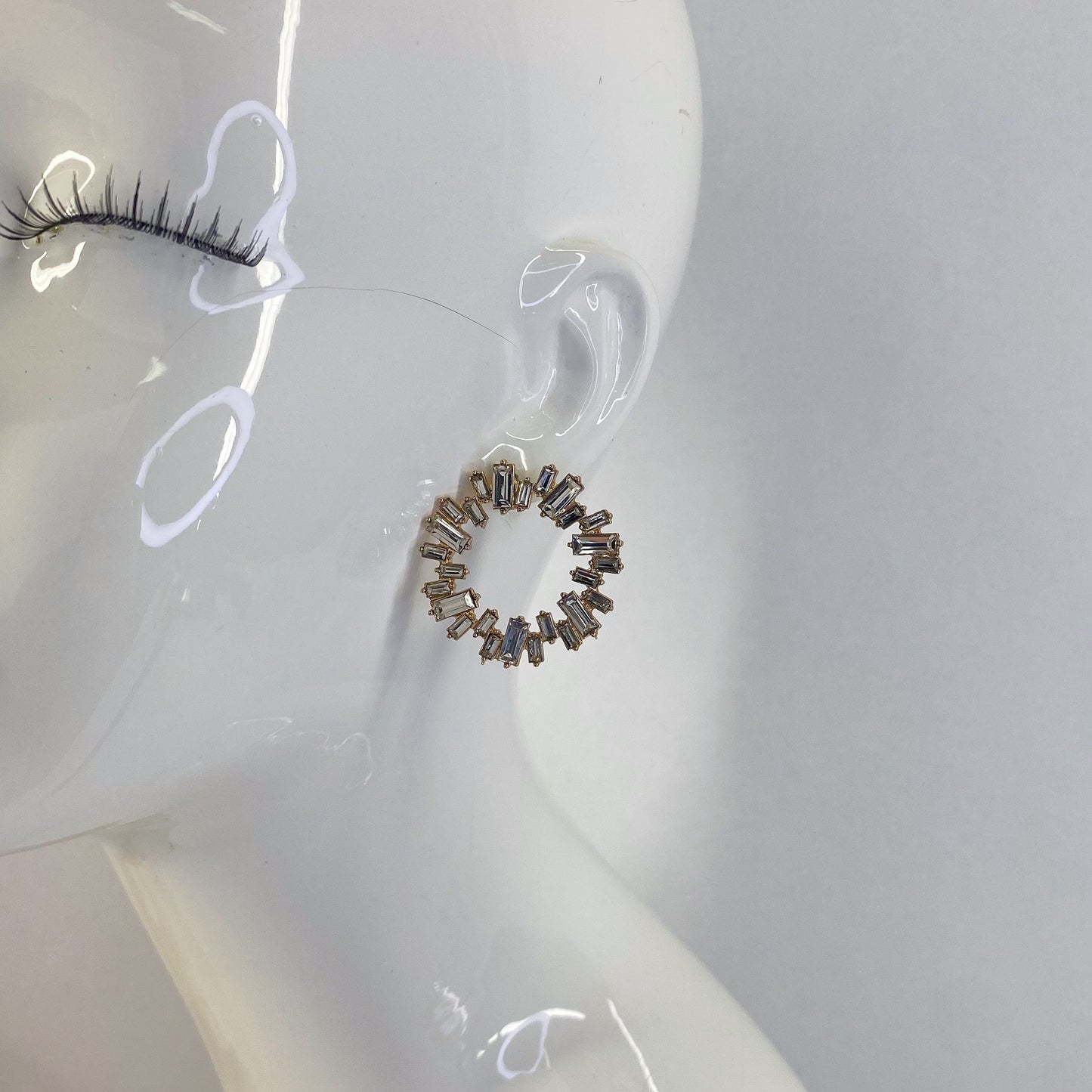 Rhinestone Post Back Round Stud Earrings