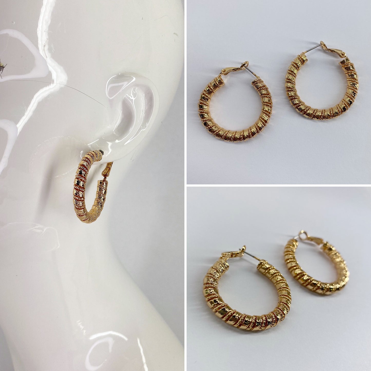 Small Twisted Gold Hoop Earrings