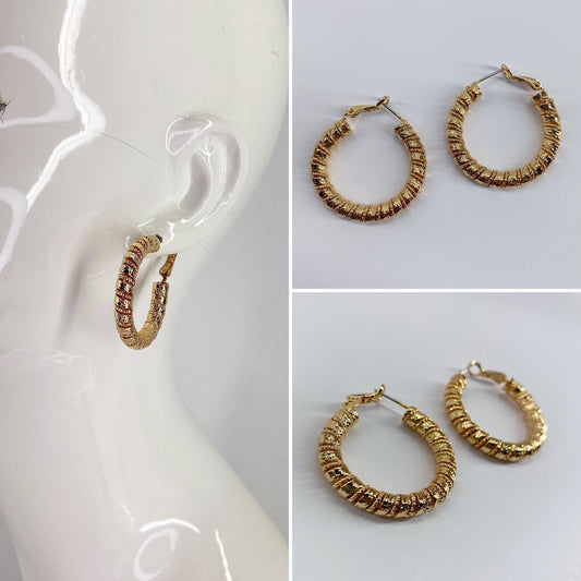 Small Twisted Gold Hoop Earrings