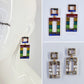 Rhinestones Square Design Post Back Earrings With Rectangle Drop Dangle