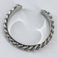 Silver Open Cuff Bracelet With Cuban Link Chain Design