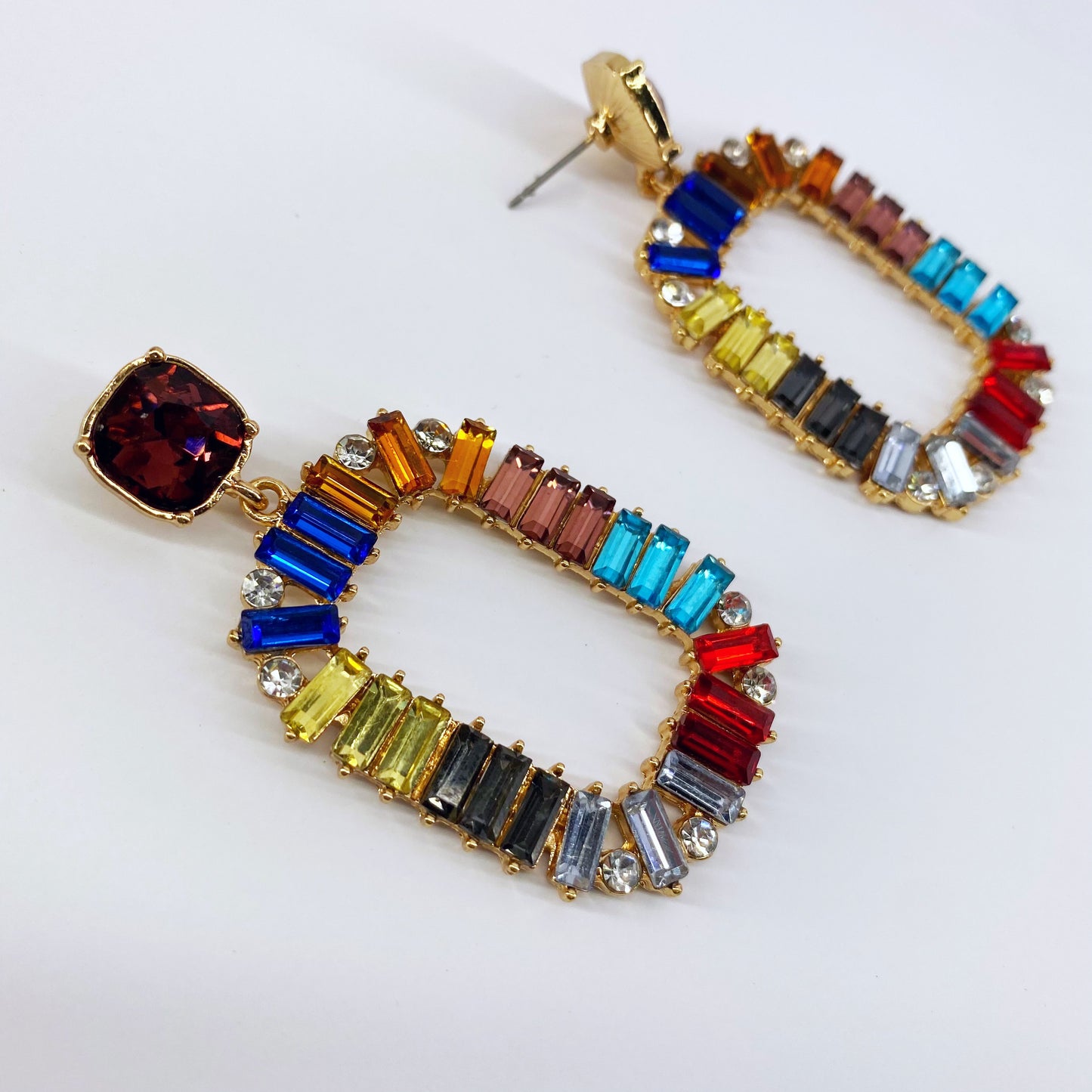 Multicolor Rhinestones Drop Dangle Earrings