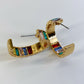 In and out Baguette Stones Small Hoop Earrings