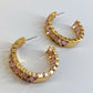 In and out Baguette Stones Small Hoop Earrings