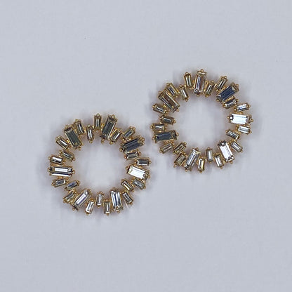 Rhinestone Post Back Round Stud Earrings