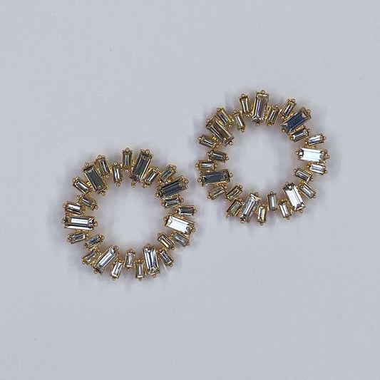 Rhinestone Post Back Round Stud Earrings