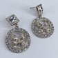 Gold or Silver Finish Drop Dangle Round Butterfly Earrings