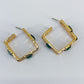 Square Greek Design Hoop with Rhinestones Earrings